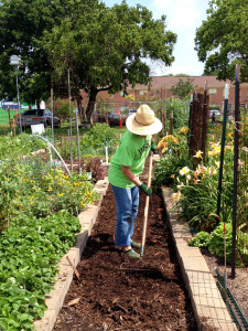 Kay puts on the finishing touches.